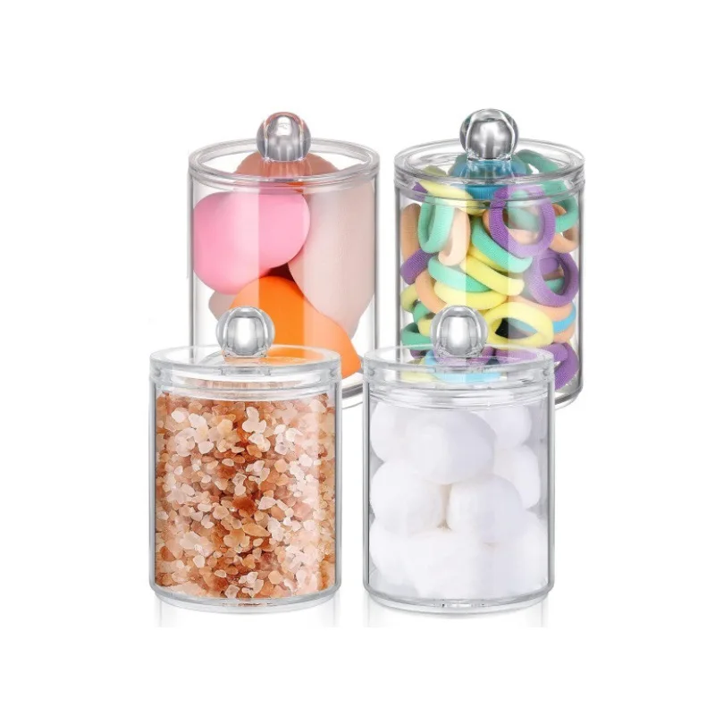 Transparent Cotton Swab Storage Box Makeup Organizer Acrylic Storage Box Cotton Swab Cosmetic Box Bathroom Bedroom Storage