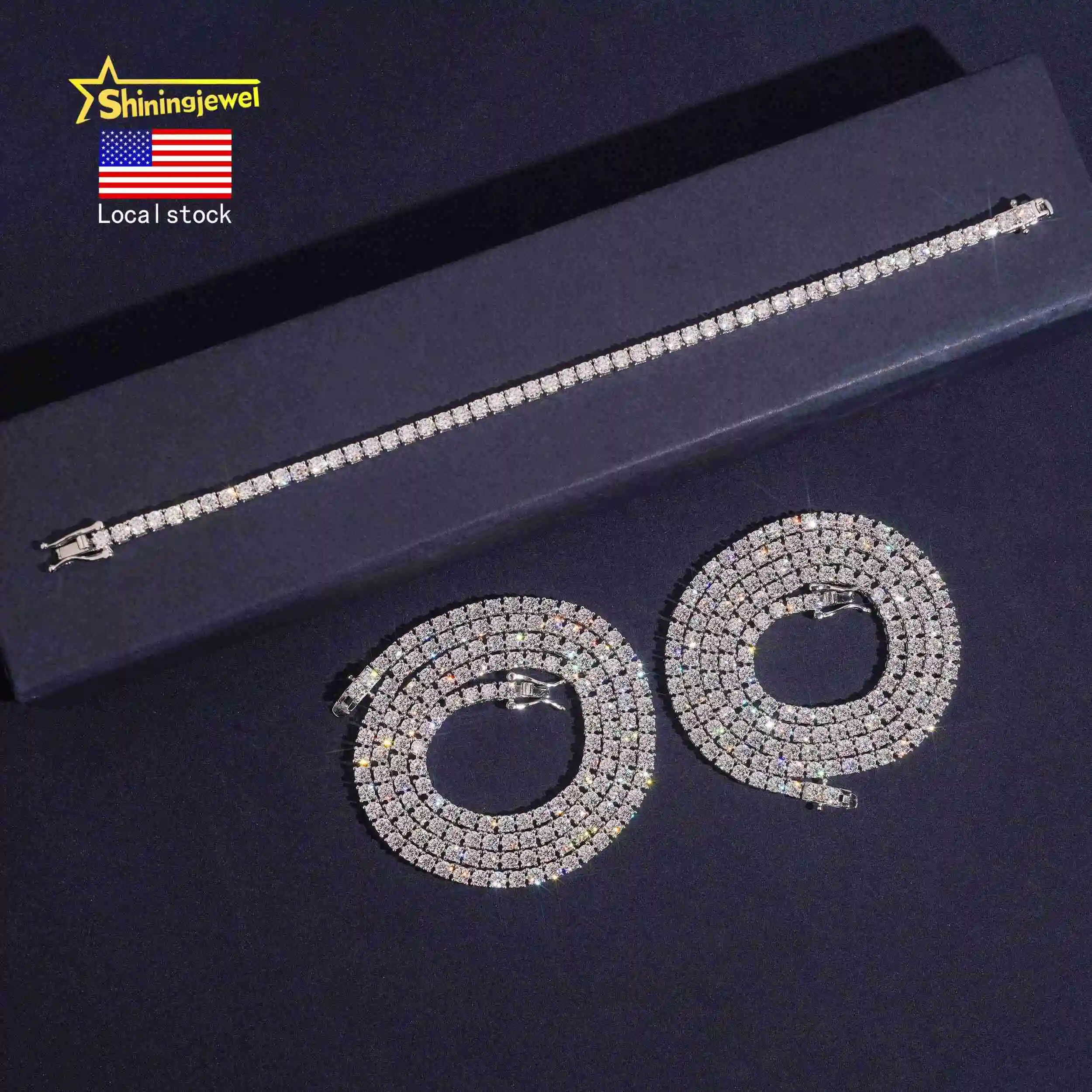 

USA Warehouse Fast Shipping Pass Diamond Tester GRA Certified Hip Hop Jewelry Iced Out VVS Moissanite Tennis Chain Necklace
