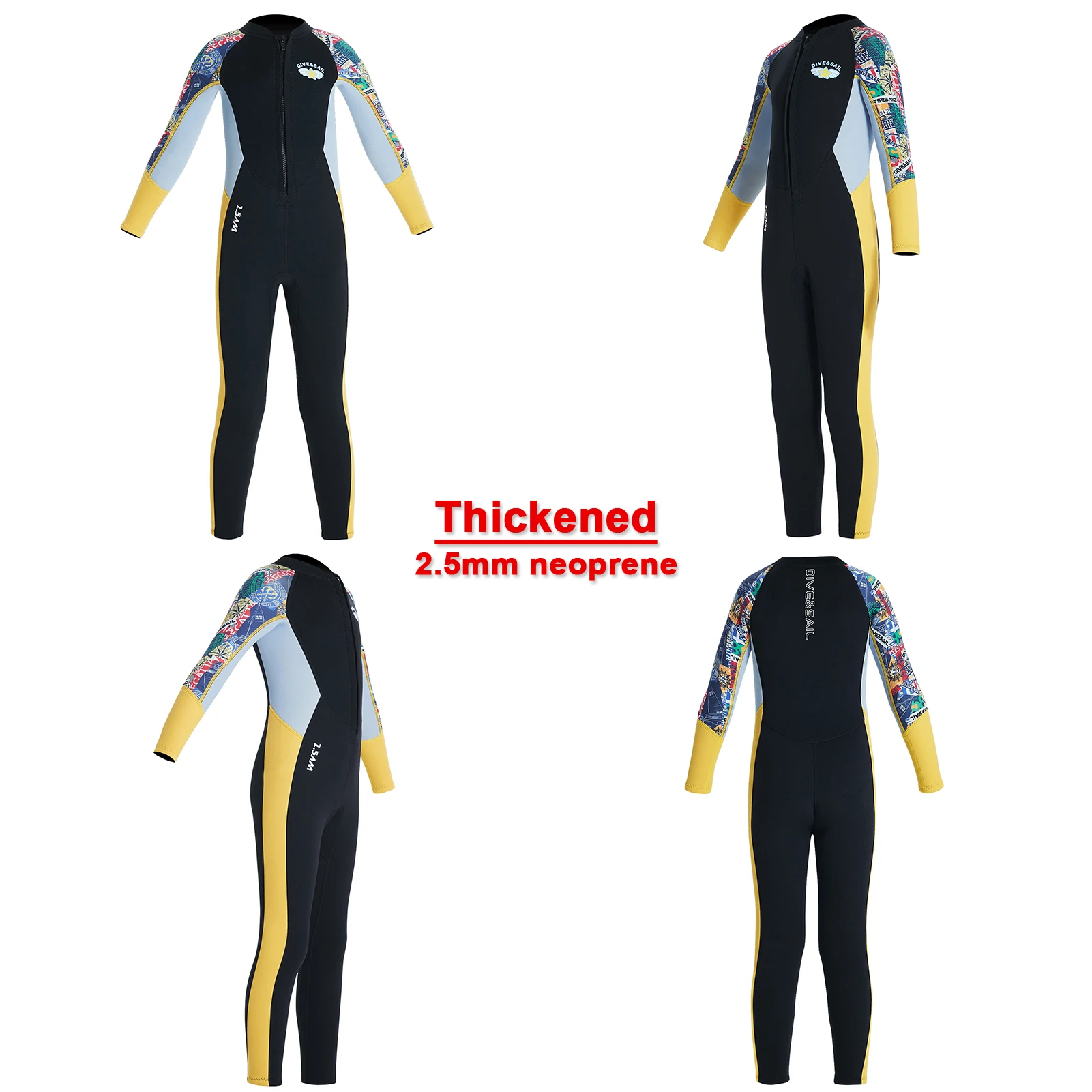 Warm Diving Suit One-Piece Boys Wetsuits Anti-UV 2.5MM Neoprene Thick Surfing Snorkeling Zipper Long Sleeve Kids Swimsuits