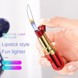 Personalized gradient lipstick lighter with creative personality, windproof open flame, high aesthetic value gas lighter