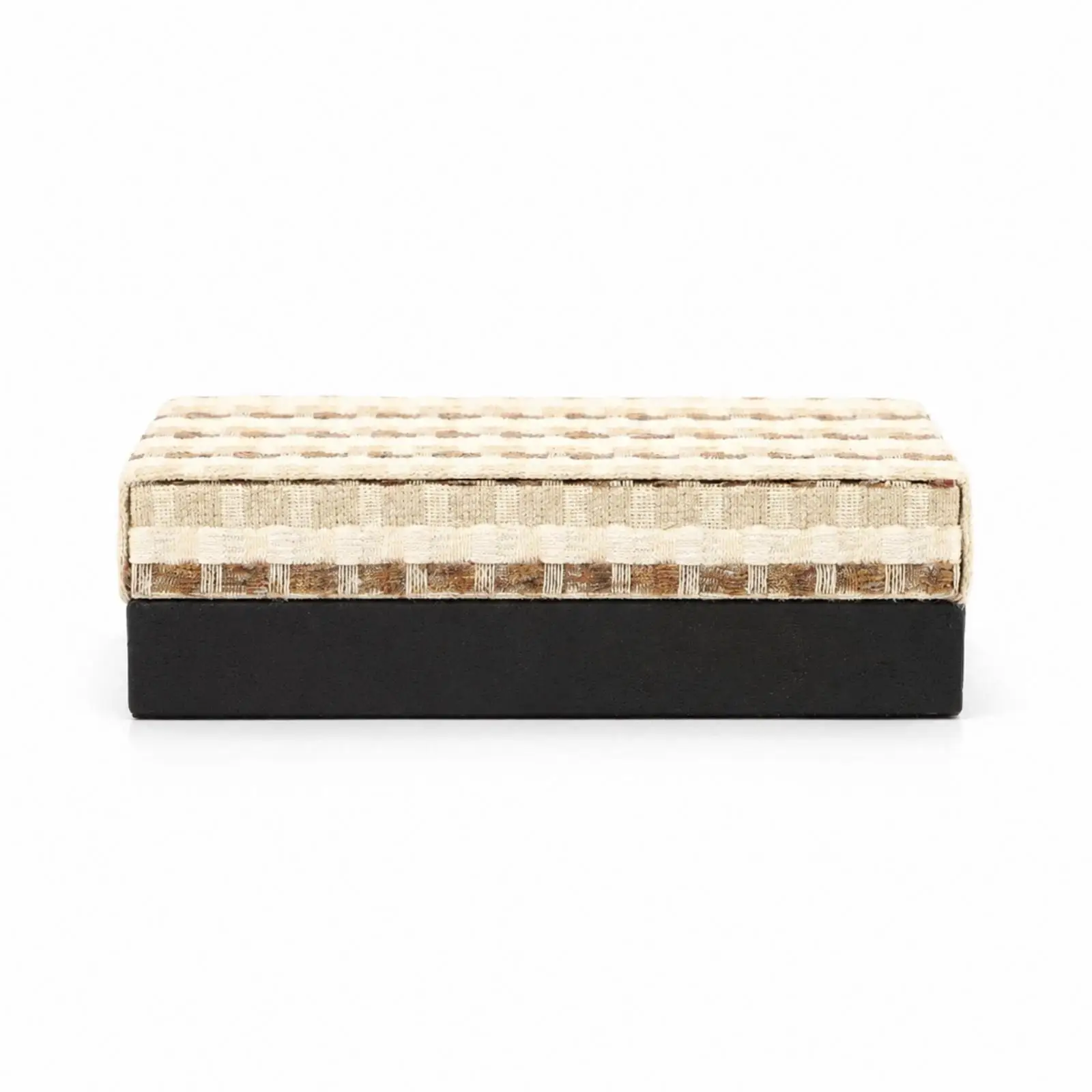 Fabric Storage Container Rigid Textile Covered Organizer for Small Items on Vanity or Dresser