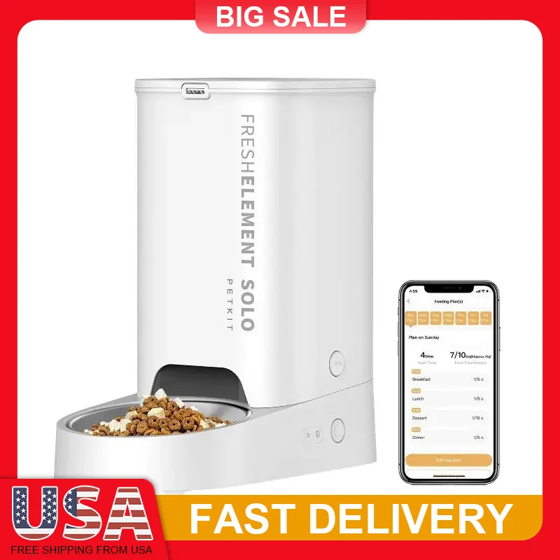 

3L Automatic Cat Dog Feeder Remote App Control Custom Feeding Plans Triple Fresh Lock Anti Blockage Bowl