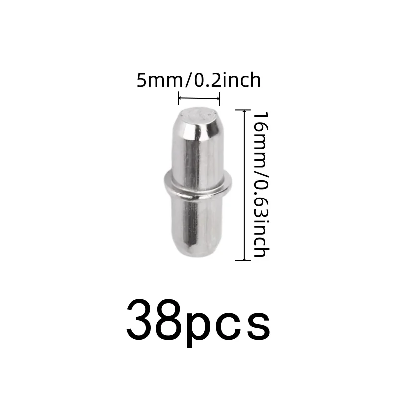 Compact Peg Design Bookcase Layer Pins, 38 pcs, Home Furniture Hardware, Rust Resistant Finish for Wardrobe Shelf Support