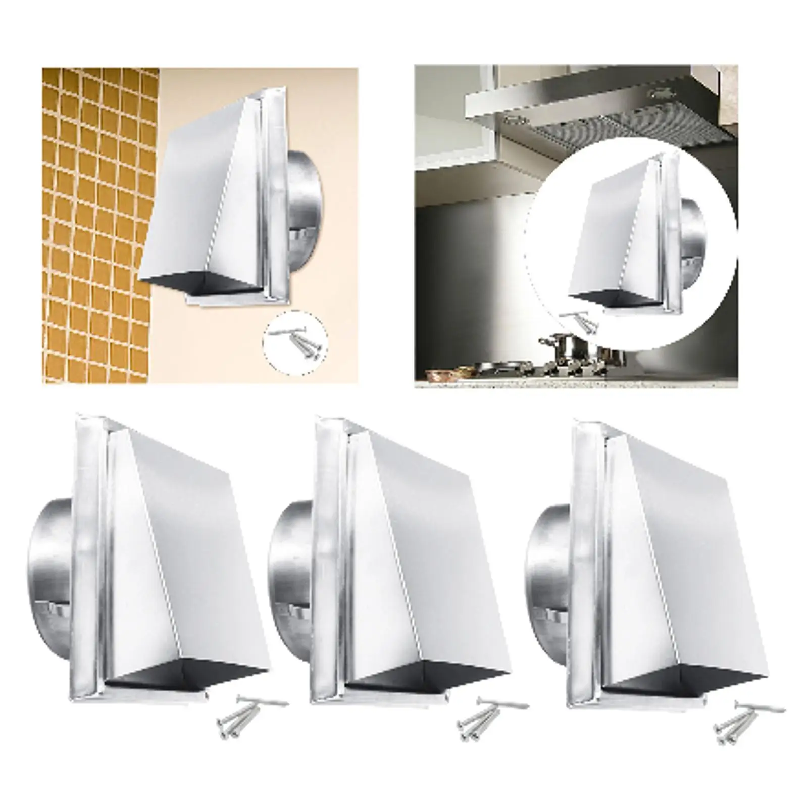 Dryer Vent Cover Wall Vent 45° Inclined Design Cowled Air Vent Cover Dryer Exhaust Vent Cover for Range Hood Exhausts