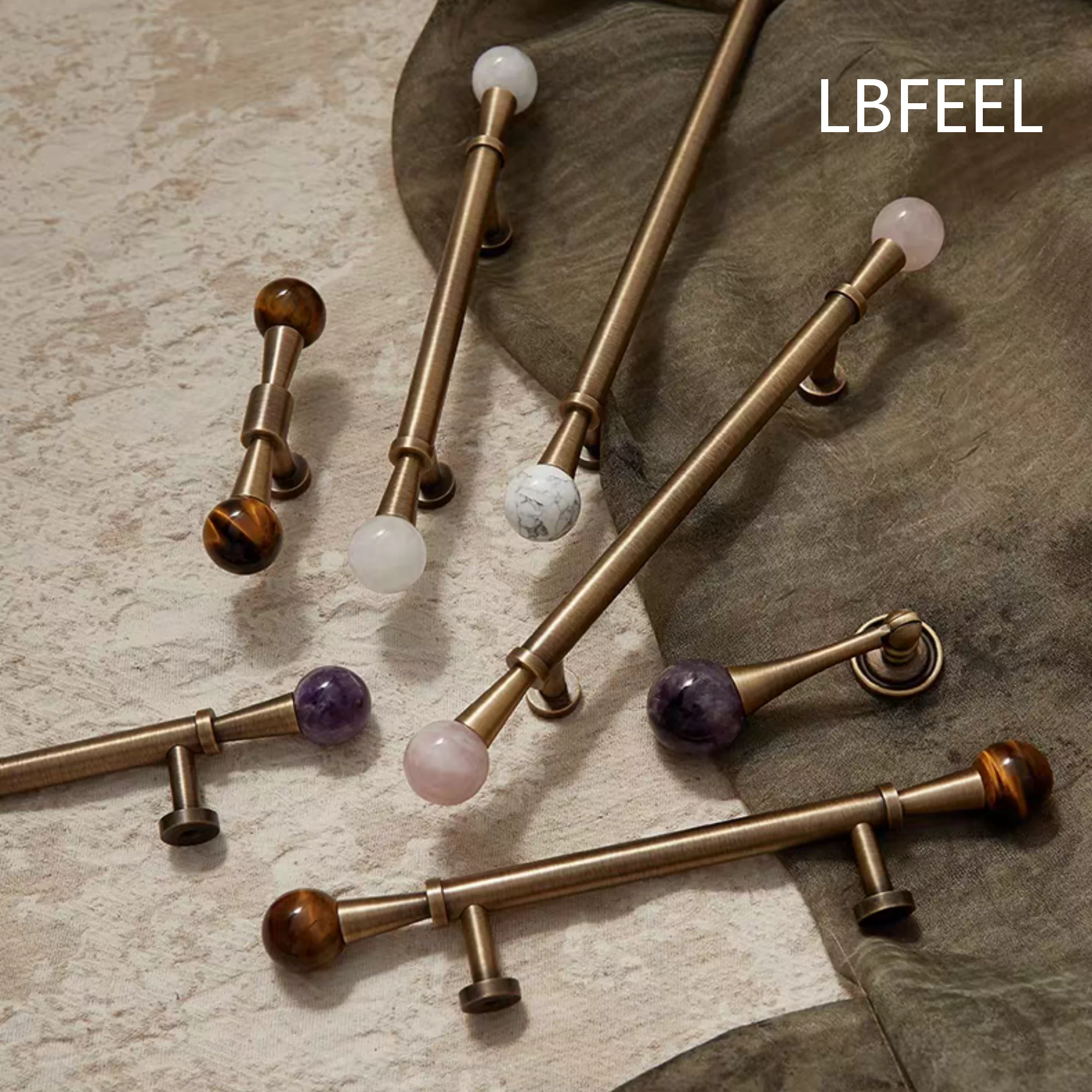 Luxury Purple Pink Crystal Drawer Pulls Antique Bronze Kitchen Cabinet Handles Art Decor White Turquoise Dresser Knobs LBFEEL