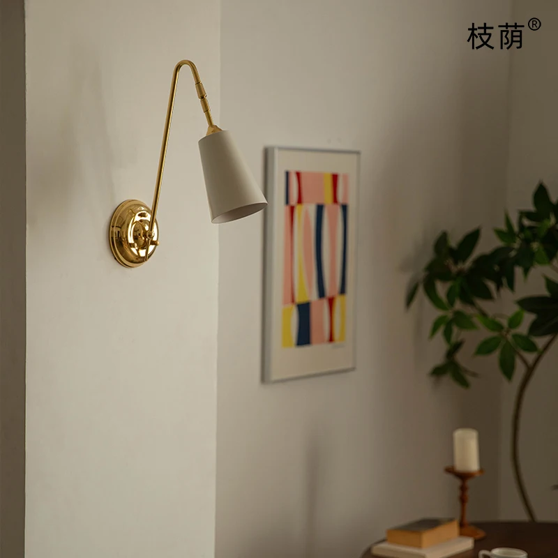 Nordic Vintage Brass Wall Lights Bedroom Bedside Study Living Room Hallway Bar Restaurant Artistic Atmosphere Decorative Sconce