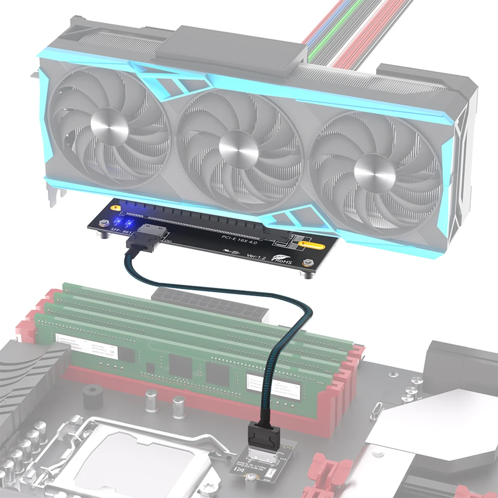 M.2 NVMe zu OCuLink PCIe 4.0 Adapter-Kit, für externe Grafikkarten EGPU & Mini-PC, inklusive Stromkabeln 24+6PIN – Detail 21
