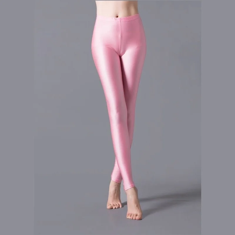 High Elasticity Shiny Women Leggings Slim Ffit Candy Colored Fluorescent Legging Yoga Pants Dance Pants