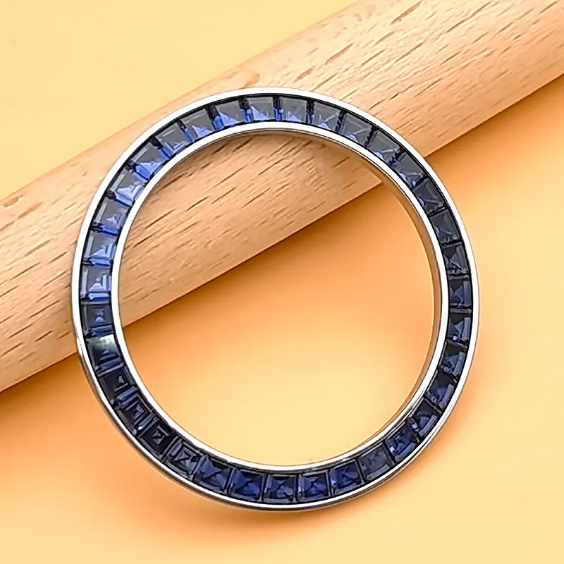 Set With Diamonds Artificial Colored Gemstones Stainless Steel Watch Bezel For RLX Dayto 4130 4131 Movement Watch Parts