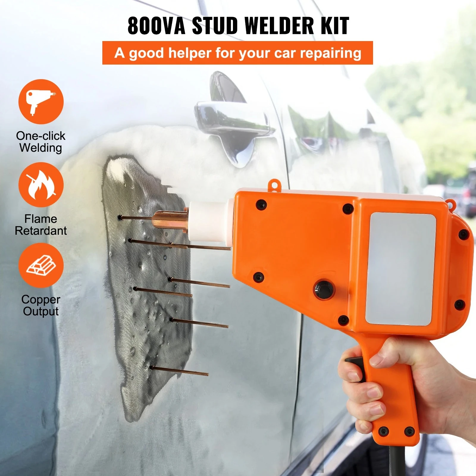 Stud Welder Kit Dent Remover Puller Repair 800VA Electric Spot Welder Stud Gun Car Body Repair Tools for Auto Repairing