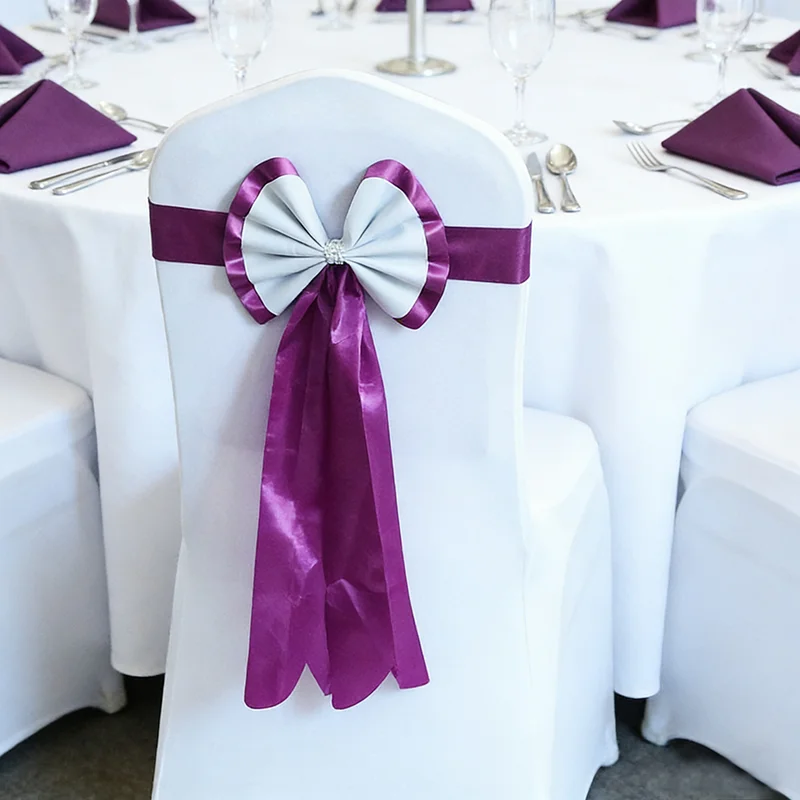 10 Pcs Chair Sashes Tie Satin Knot Back Colourful Ribbon Belt Bow For Hotel Banquet Wedding Party Event Decoration Wholesale