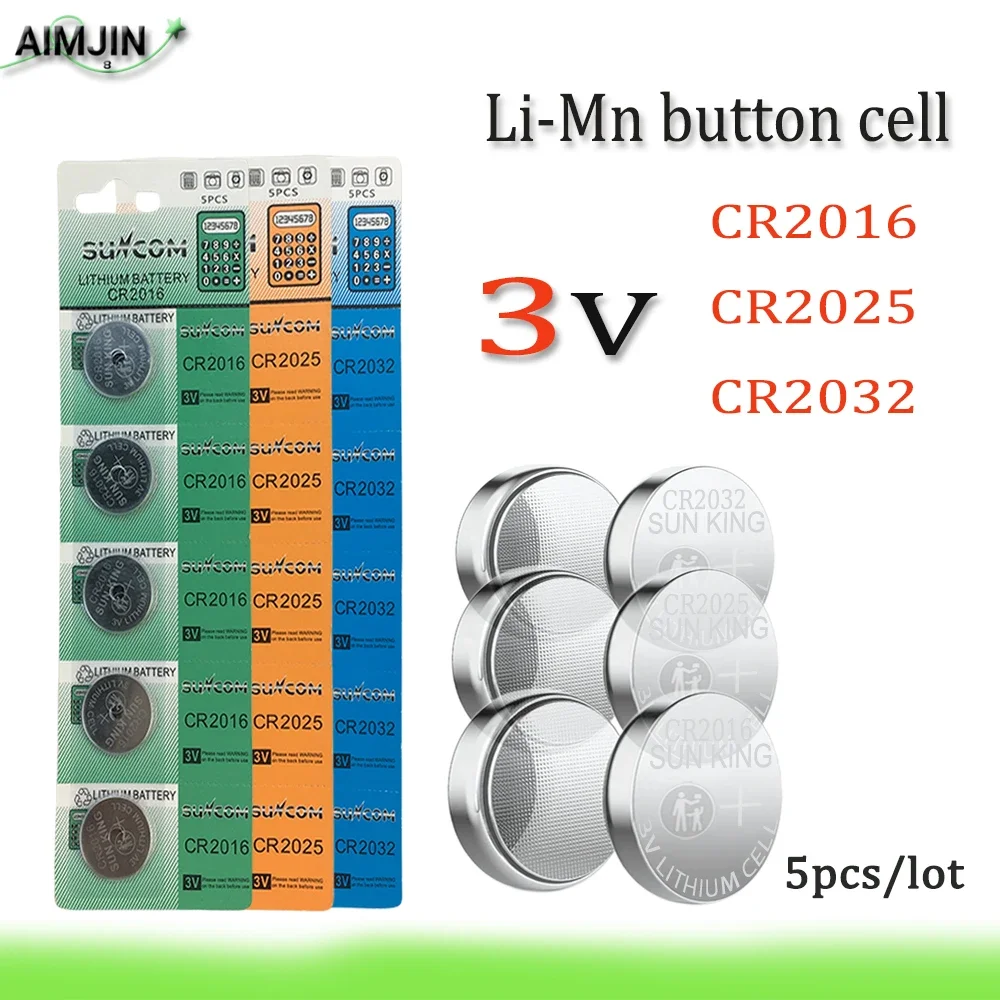 CR2016/2025/2032 3V Li-Mn 단추 셀 배터리, 오래 지속되고 누수 없음, 손전등, 자동차 키, 시계, 열쇠 고리에 적합