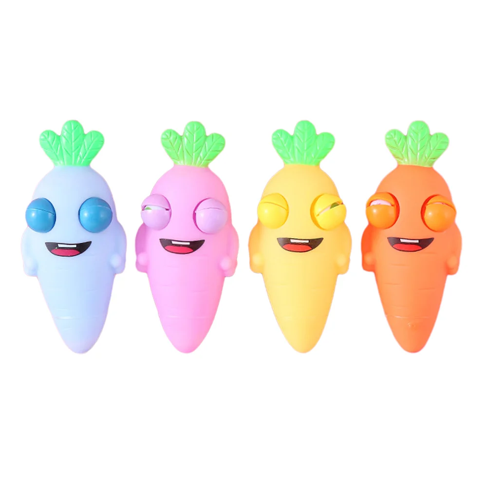 4 Pcs Carrot Pinch Squeeze Toys Stretchy For Anxiety Eye Popping Kids Cartoon Sensory