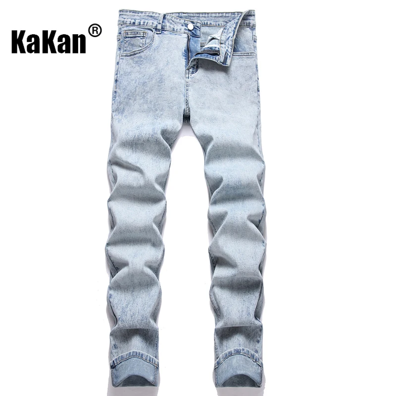 Kakan - New Men's Y2K Stir Fried Snowflake Jeans, Cloth Bag Elastic Small Leg Jeans Jeans, Jeans Man Brand