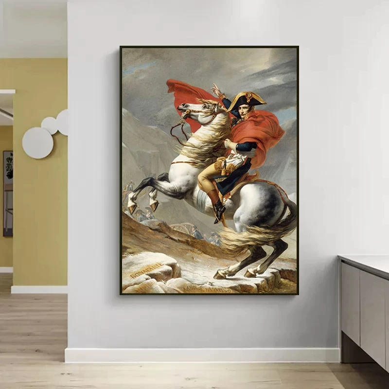 Napoleon Bonaparte Portrait Crossing The Alps Coronation of Napoleon I Painting Canvas Poster Print for Living Room Home Decor