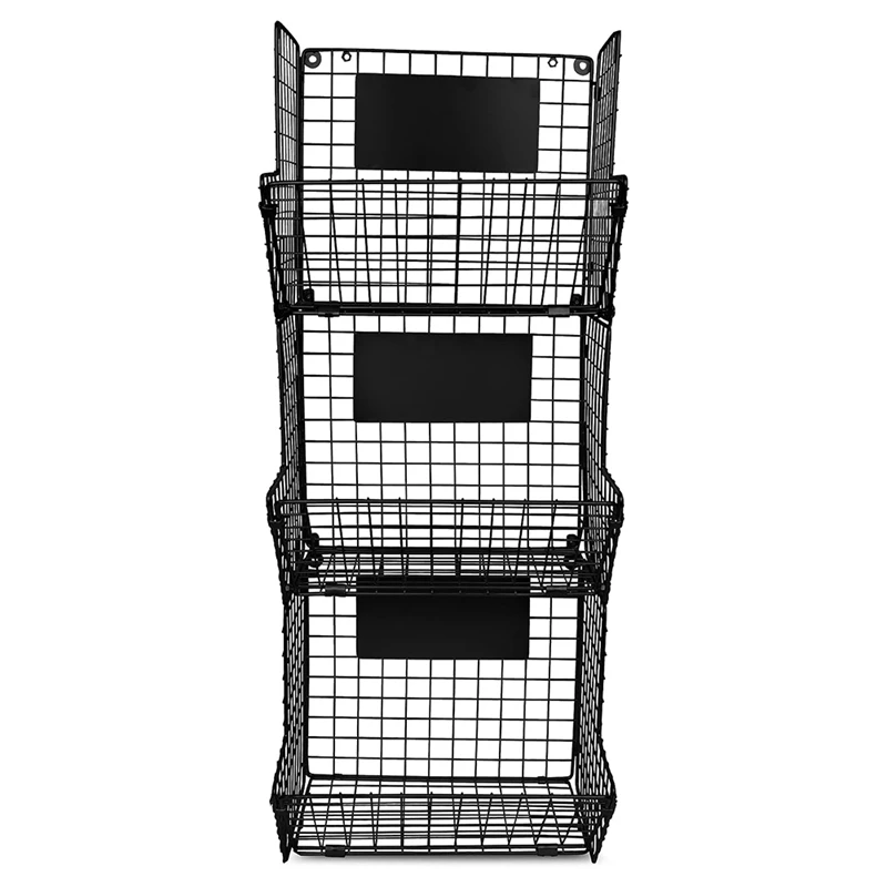 Simple Wrought Iron Fruit Basket Shelf Accessories Multi-Layer Diagonal Blue Shelf Living Room Storage Black Grid Racks