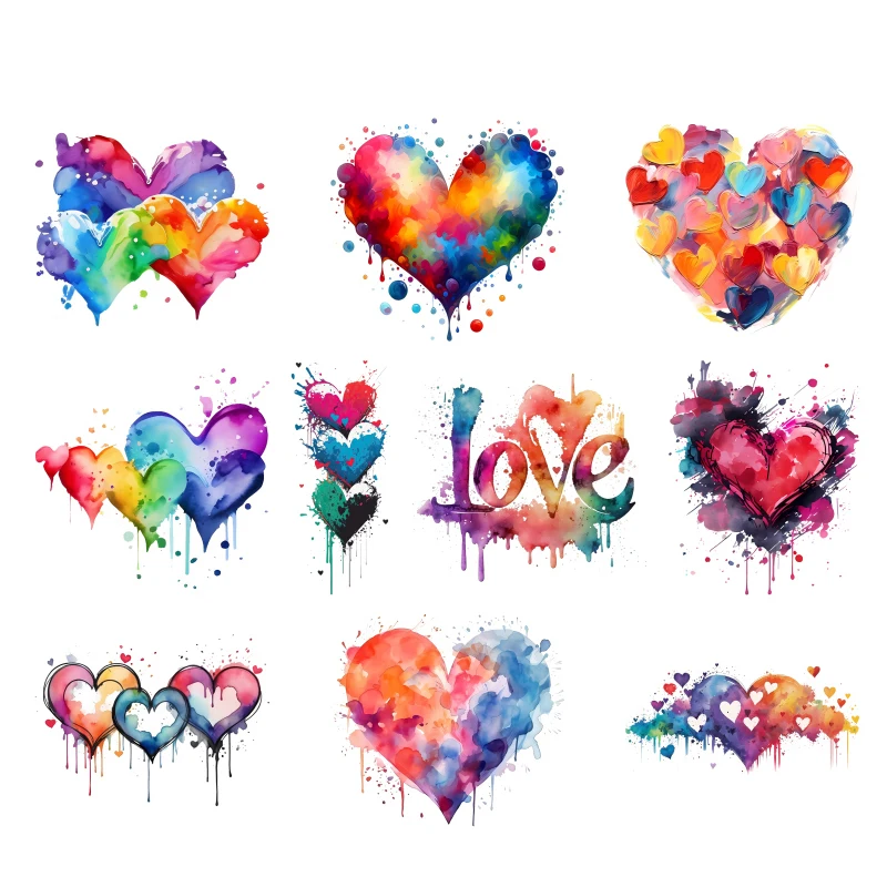 25cm Color Watercolor Love Printed Clothing Accessories Fashion Cute Couple Clothing Decoration DIY Patch