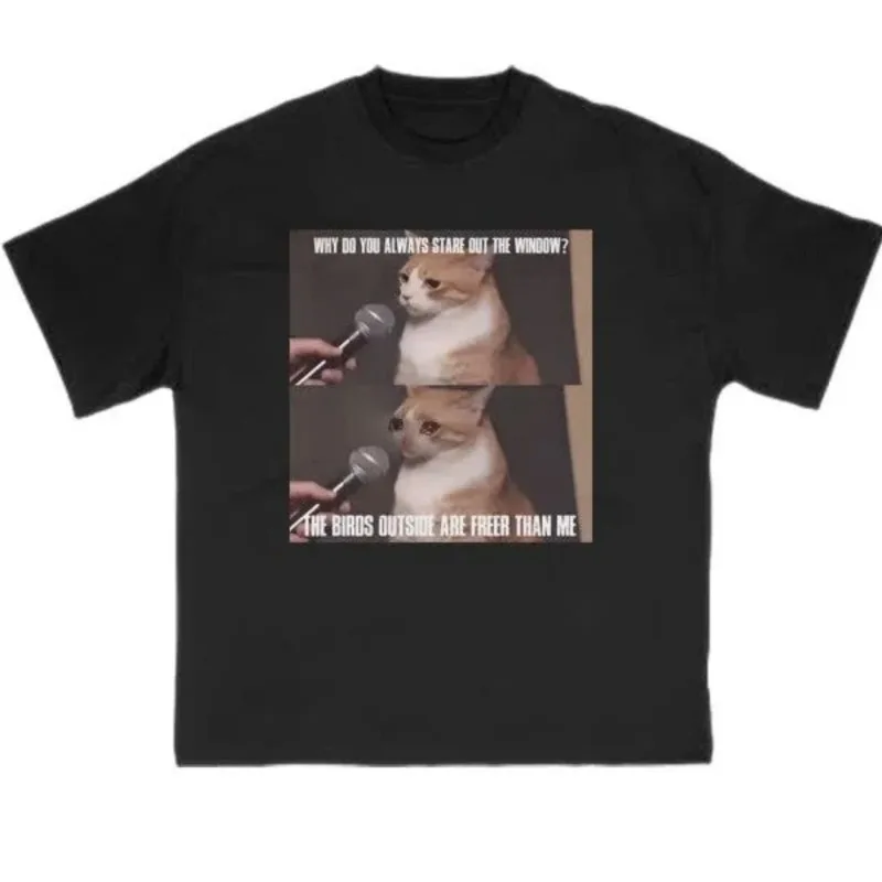 

Speech Cat Graphic Printing Summer Summer Women's T-shirts Short Sleeves Crew Neck Fashion TShirts Harajuku Streetwear Clothing