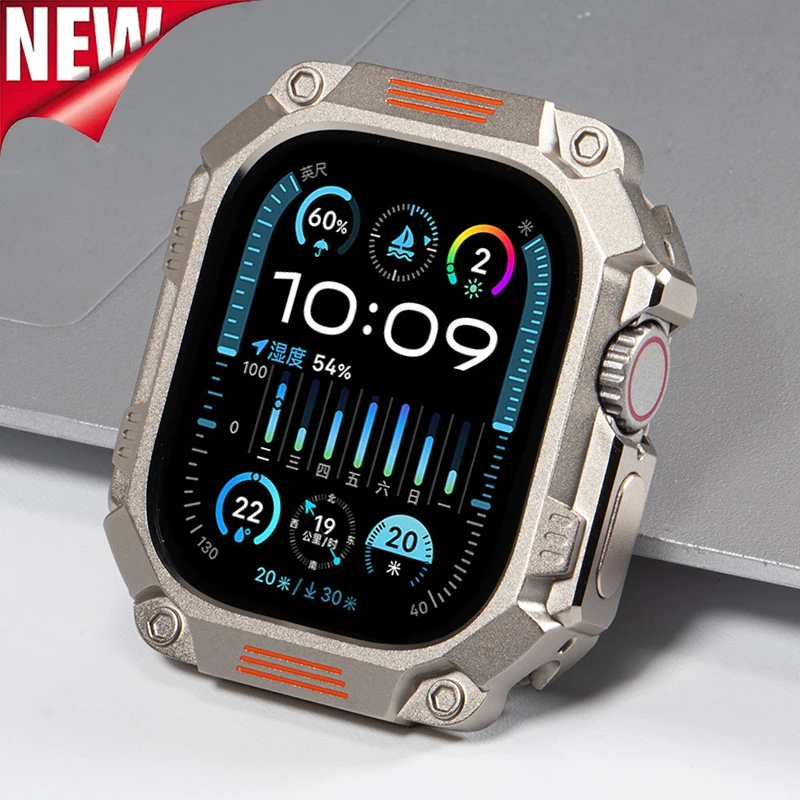 Металлический чехол-меха для Apple Watch Ultra 3 2 49 мм, защитная рамка из цинкового сплава с задней крышкой из поликарбоната для Iwatch Ultra 49 мм.