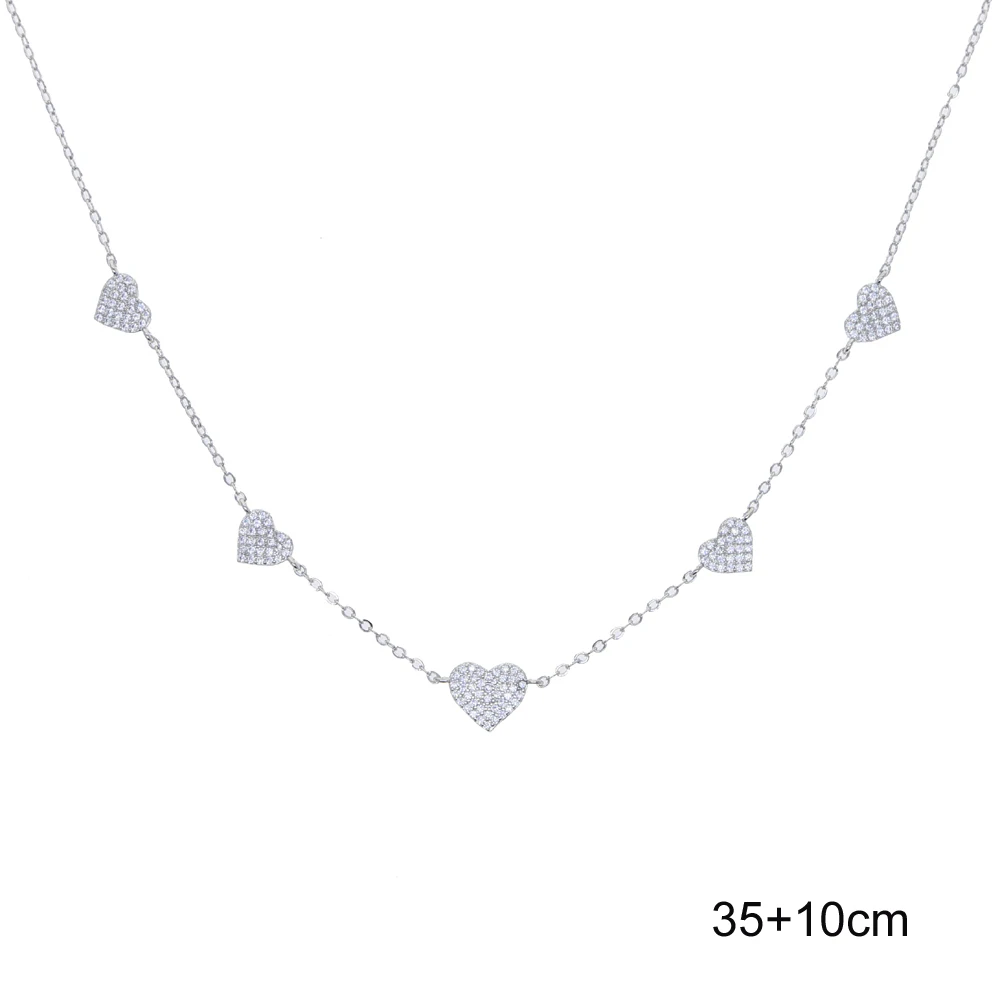 2025 Nieuwe Bling Micro Pave 5 STKS Hart Charm Ketting voor Vrouwen Minnaar Vriendin Gift Mode Luxe Sieraden