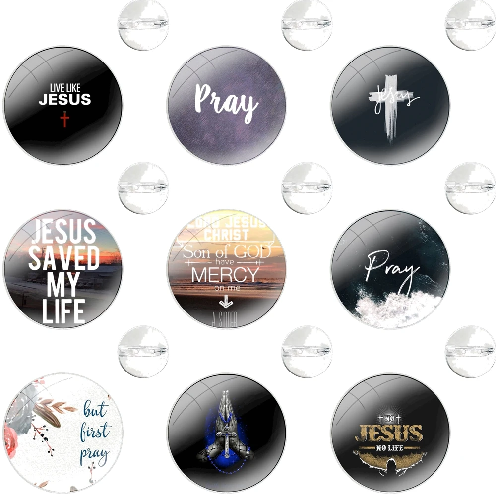 God Jesus Pray Pin Icons Brooch Jewelry Accessories