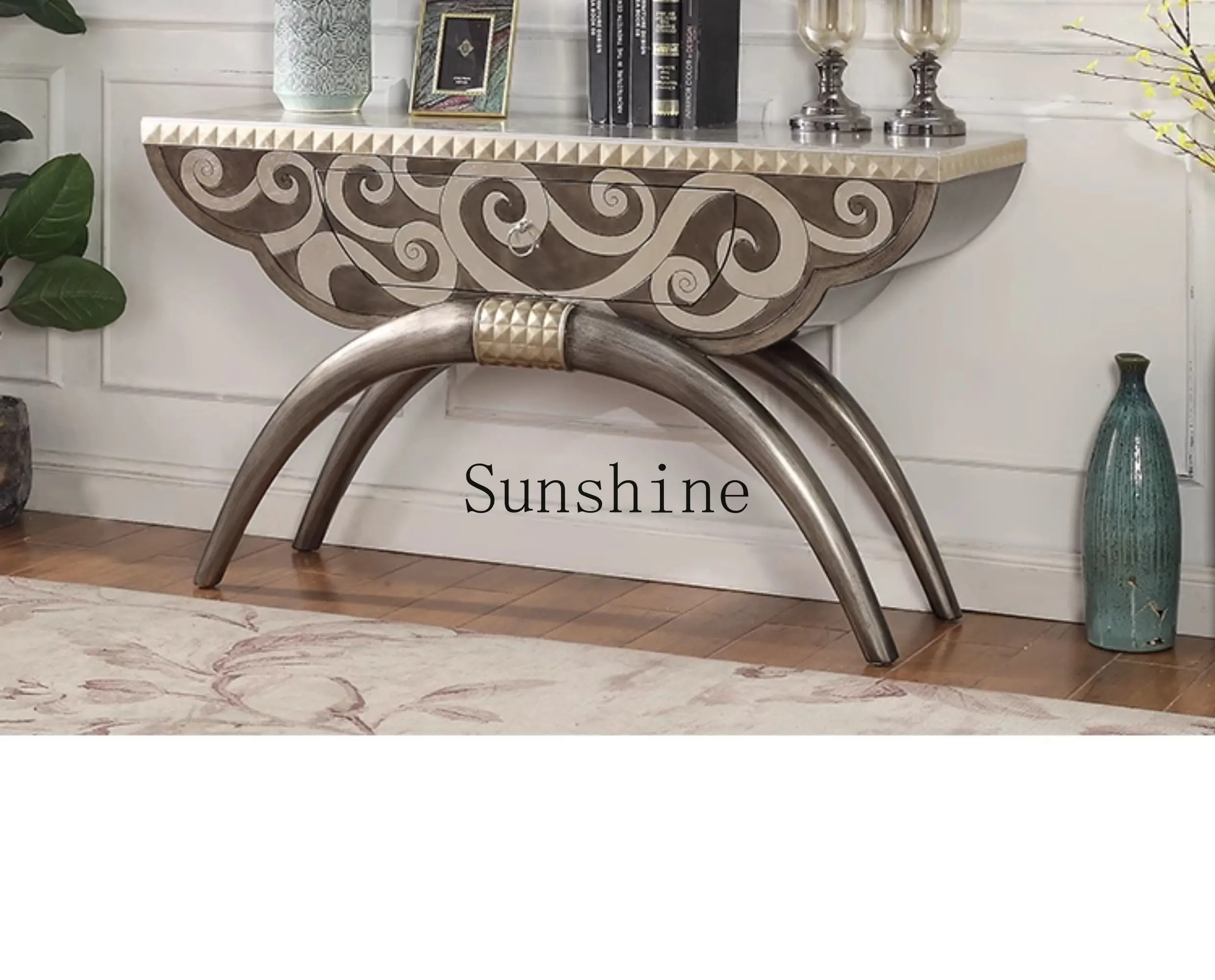 Light luxury home entrance cabinet entrance corridor end view platform