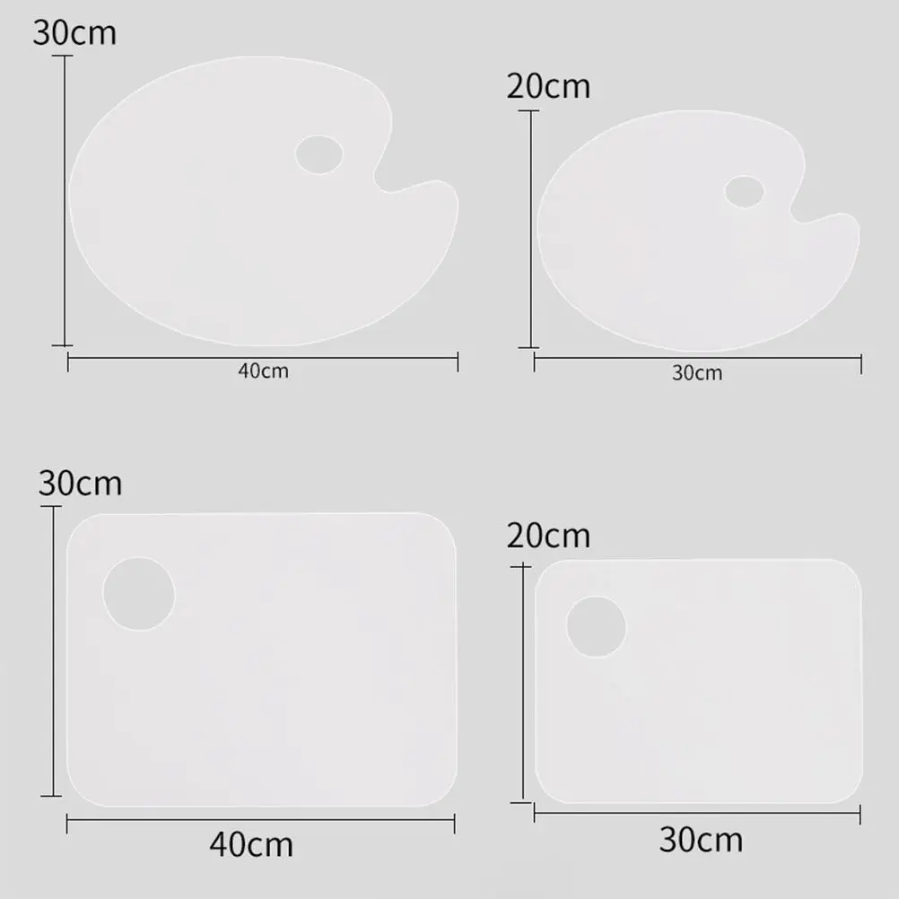 Acrylic Painting Palette 30x20cm Oval Transparent Color Mixing Tray Lightweight Easy Carry for Artists