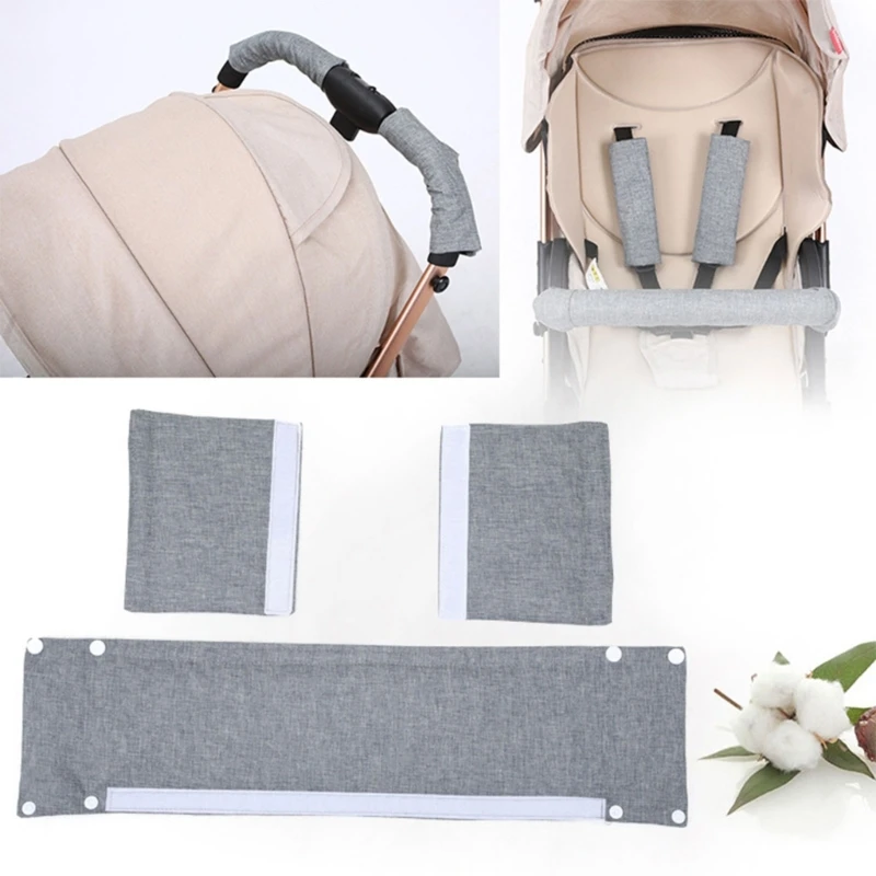 Stroller Armrest Sleeve Cover with Sticky Strap Baby Stroller Accessories