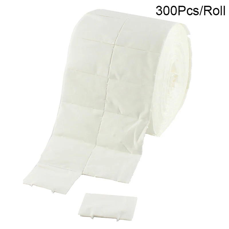 Unha polonês removedor toalhetes, feitos de algodão, gel UV, unha polonês removedor, papel pad, limpeza, ferramenta de manicure, 300pcs/rolo