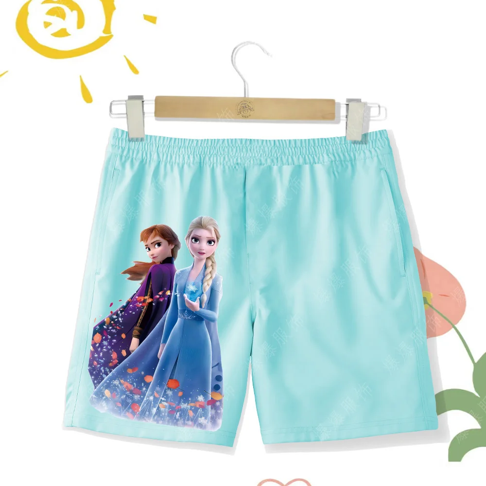 Children's High Quality Beach Pants for Girls Disney Printed Isaana Soft, Comfortable Breathable Fabric Shorts for Quick Drying