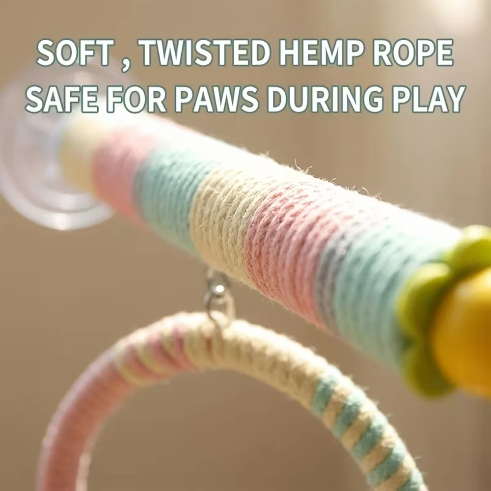 1PC Colorful Parrot Rope Perch Suction Cup/Screw Fixation Bird Swing Hanging Ring Toy for Cockatiel Budgie Conure Cage Accessory view 6