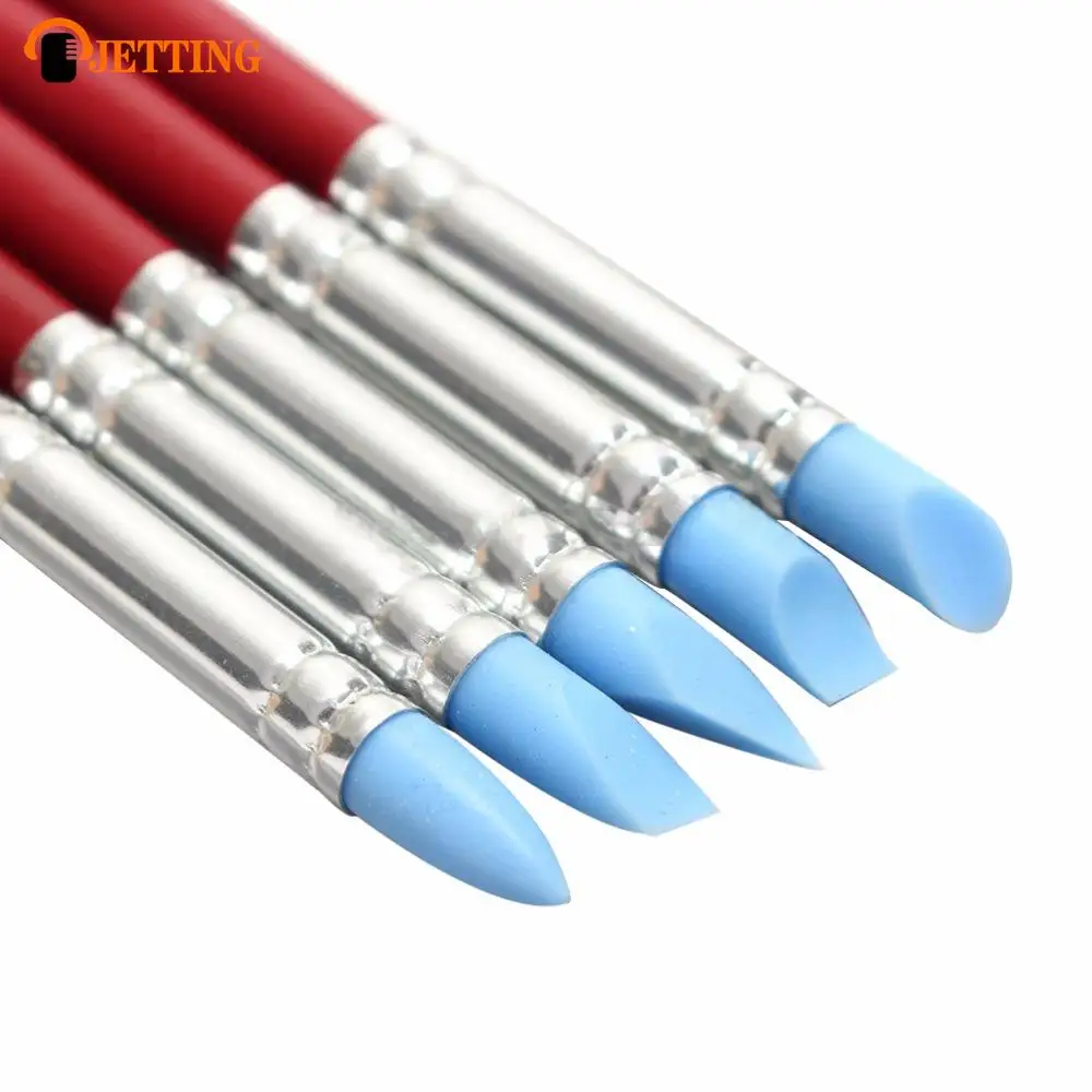 5Pcs Art Craft Clay Pottery Tools Modeling Sculpture Sculpting Carver Carving Tools Pen Silicone Fondant Shaping Pen Brush Hot