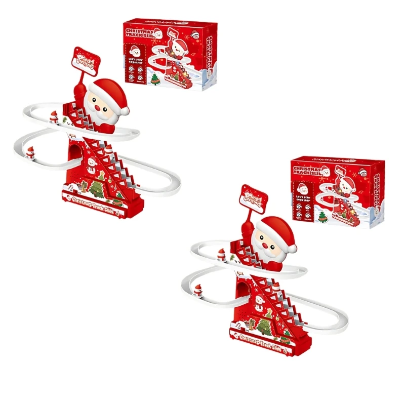 Santa Climbing Slide Stair Toy for Toddlers Sliding Car Toy,Christmas Themed A2UB