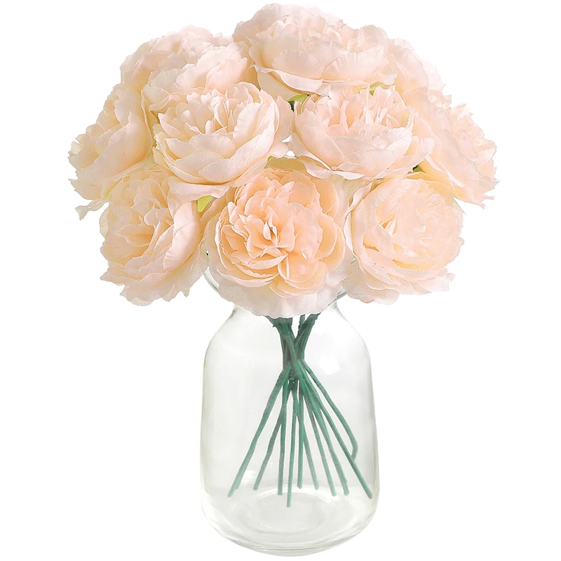 20 cm, 6 Stück, künstliche Seide, blaue Pfingstrosenblüten mit Stielen, gefälschter Pfingstrosenstrauß für Zuhause, Hochzeitsdekoration, Büro, Schreibtische, Ornament – Detail 11