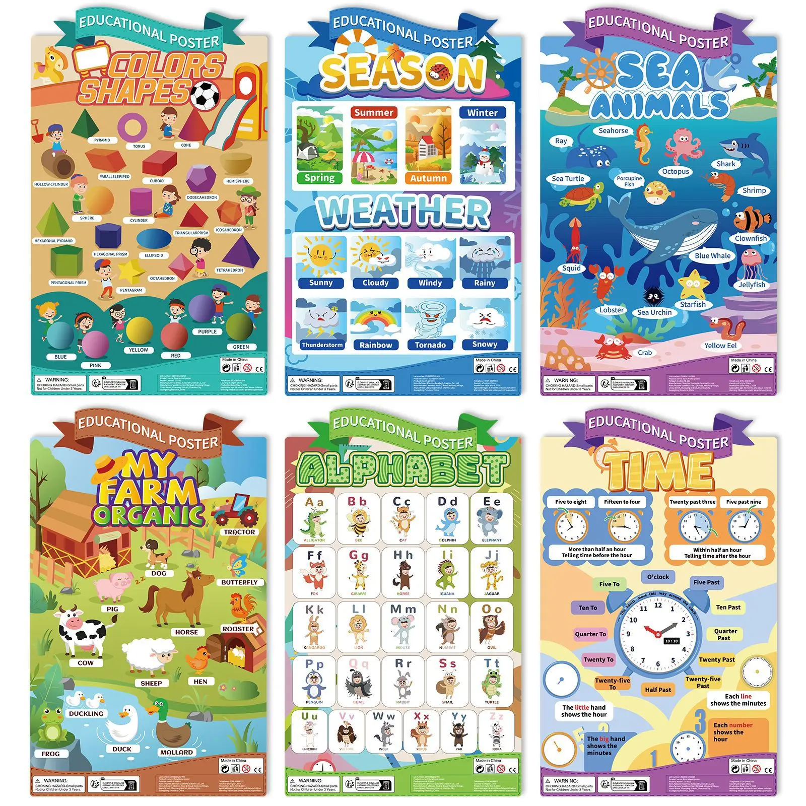 Interesting Knowledge World 16 Theme Early Childhood Education Cognitive Poster Set