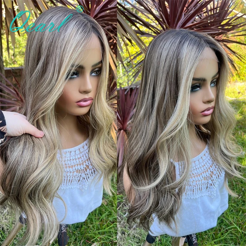 

100% Real Human Hair Full Lace Wig Large Small Size Cap 360 Lace Frontal Wigs for Women Brown Honey Blonde Highlight Thick Qearl