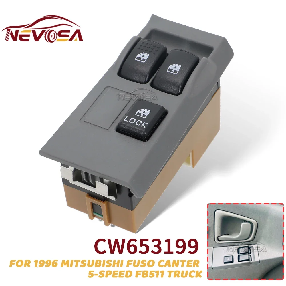 

12 В/24 В для Mitsubishi Fuso Canter FB511 1996 года, 5-скоростной грузовик, автоматический главный переключатель стеклоподъемника, кнопка управления левым рулем, водитель