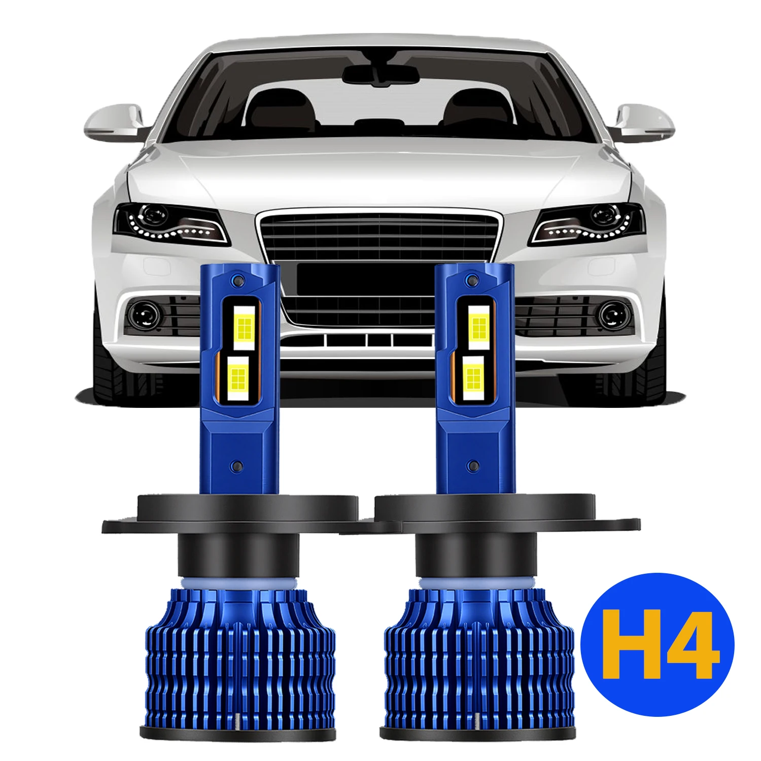 2PCS H4 LED Auto Birne 2 Kupfer Rohr Canbus Led scheinwerfer CSP3570 6000K Auto Scheinwerfer 30000LM DC12V glühbirnen IP68 Wasserdicht
