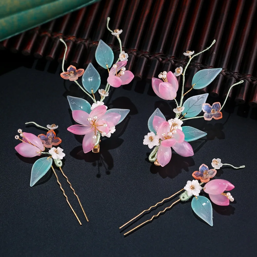 

Retro Ancient Style Chinese Style Hairpin Set Pearl Earrings Hanfu Hair Stick Tassel Headwear Flower Hair Comb Women
