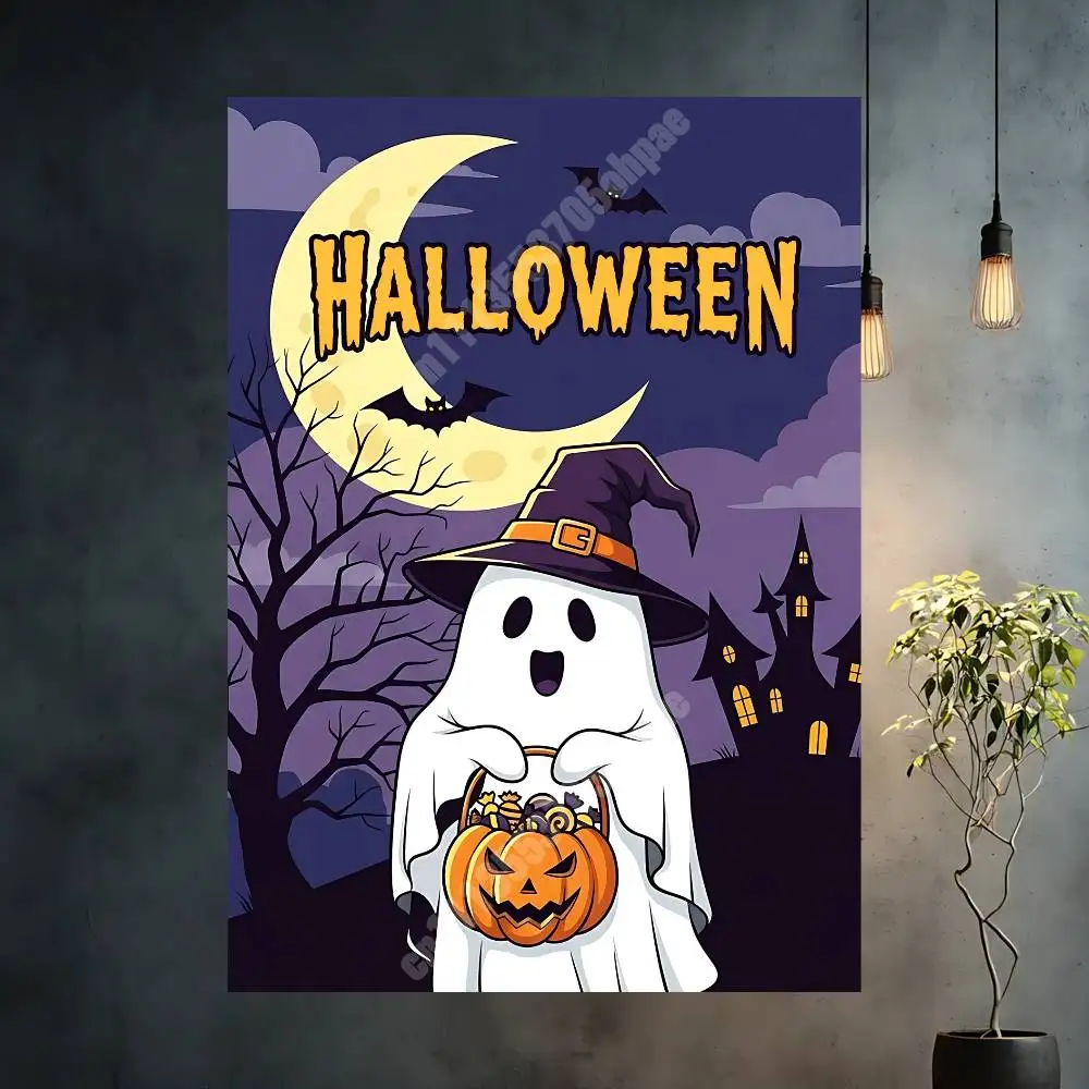 Halloween Pumpkin Lantern Haunted Castle Aesthetic Poster HD Gallery Prints Home Wall Art Creative Gift