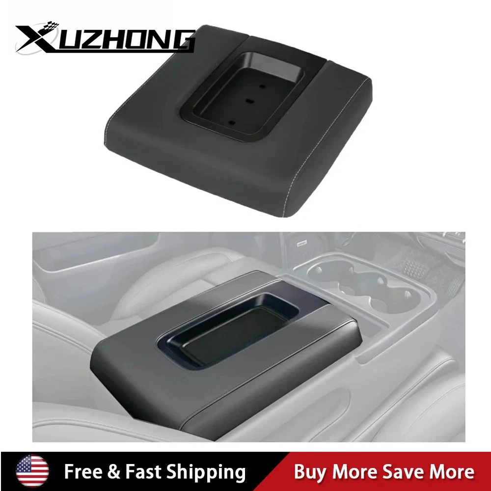 

Armrest Lid Front Center Seat Black Leather For Chevrolet Silverado GMC Sierra