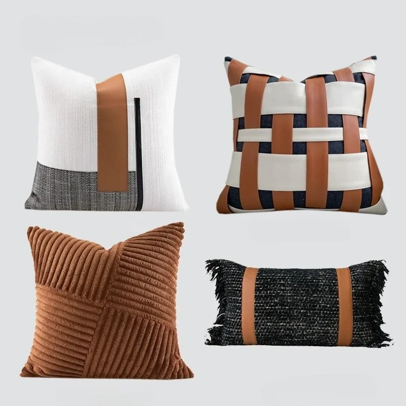 30X50/45X45/50X50CM Splicing Design Throw Pillow Cover Modern Caramel Stamping Cushion Cover Decor Home Decorative Pillowcase