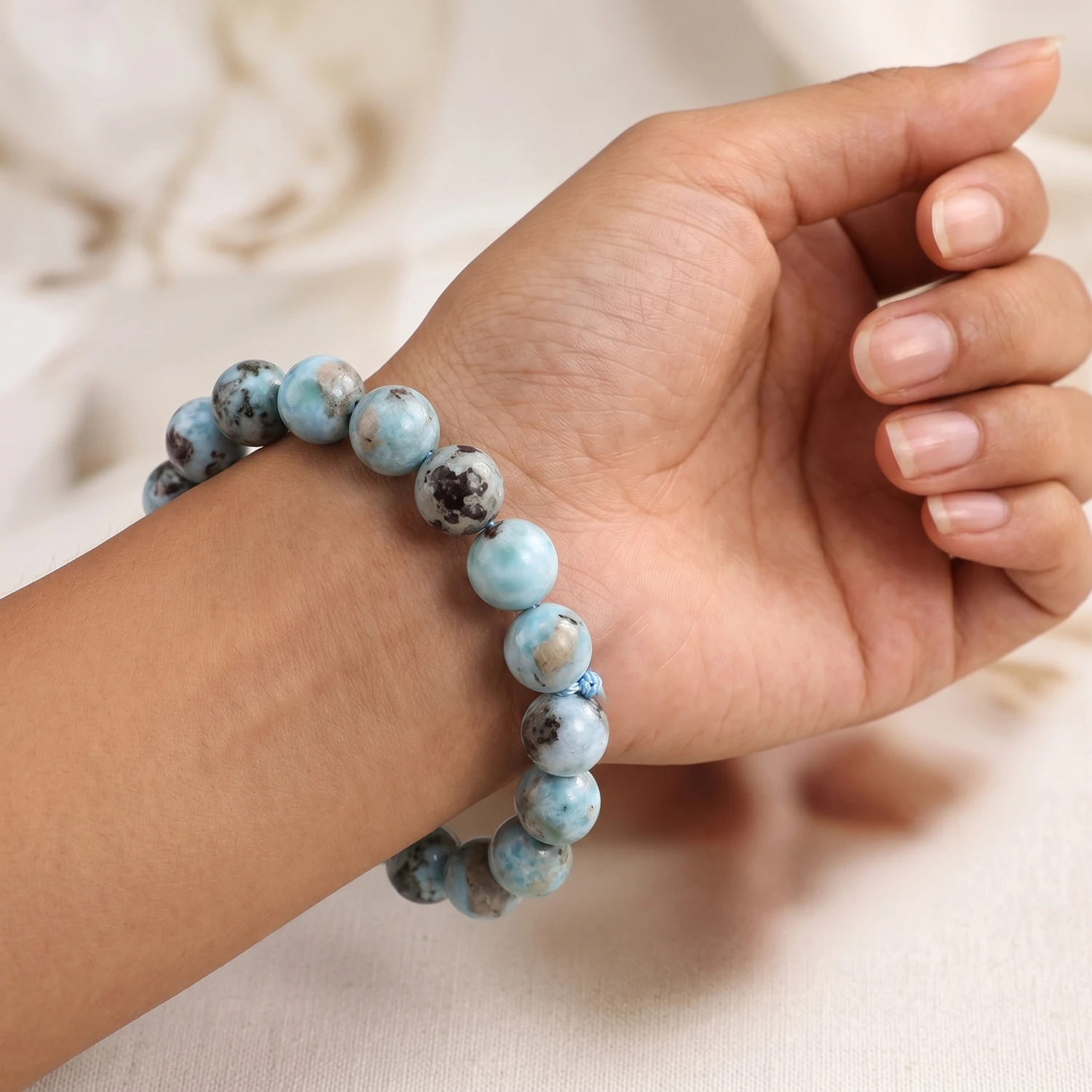 6/8/10mm Natürliche Larimar Glatte Runde Abstandsperlen für Schmuckherstellung DIY Eleganter Damenschmuck Modische Halskette – Detail 8