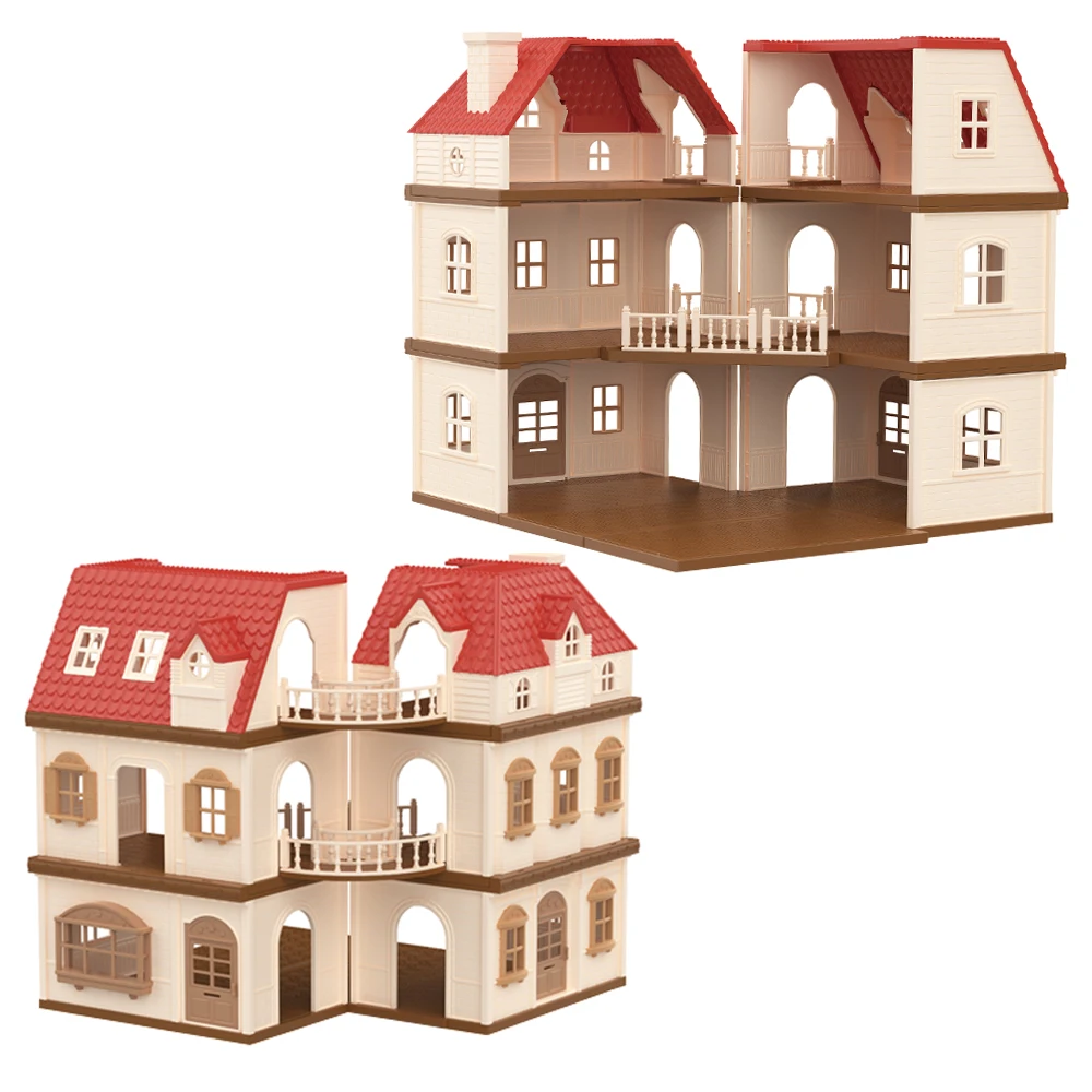 SENGTONGLEHOUSE-A09 Plastikowy Rodzinny Przytulny Domek Zestaw do Zabawy DIY Chatka Udawanie Zabawy Domki dla Lalek Akcesoria Meblowe