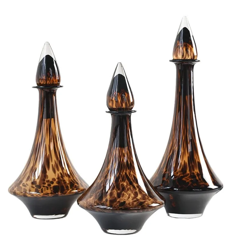 LMM medieval creative leopard print glass vase ornament retro advanced ornament