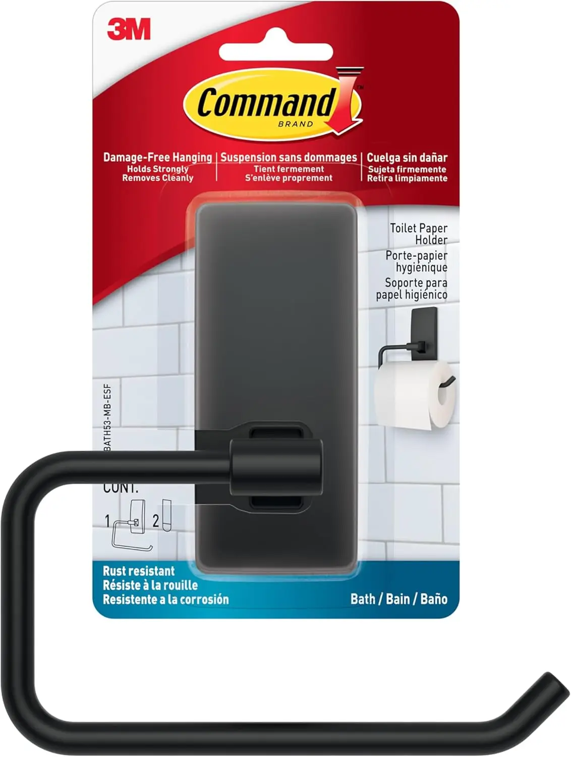 

Матовый черный держатель для туалетной бумаги с водостойкими полосками, устойчивый к ржавчине органайзер для ванной комнаты