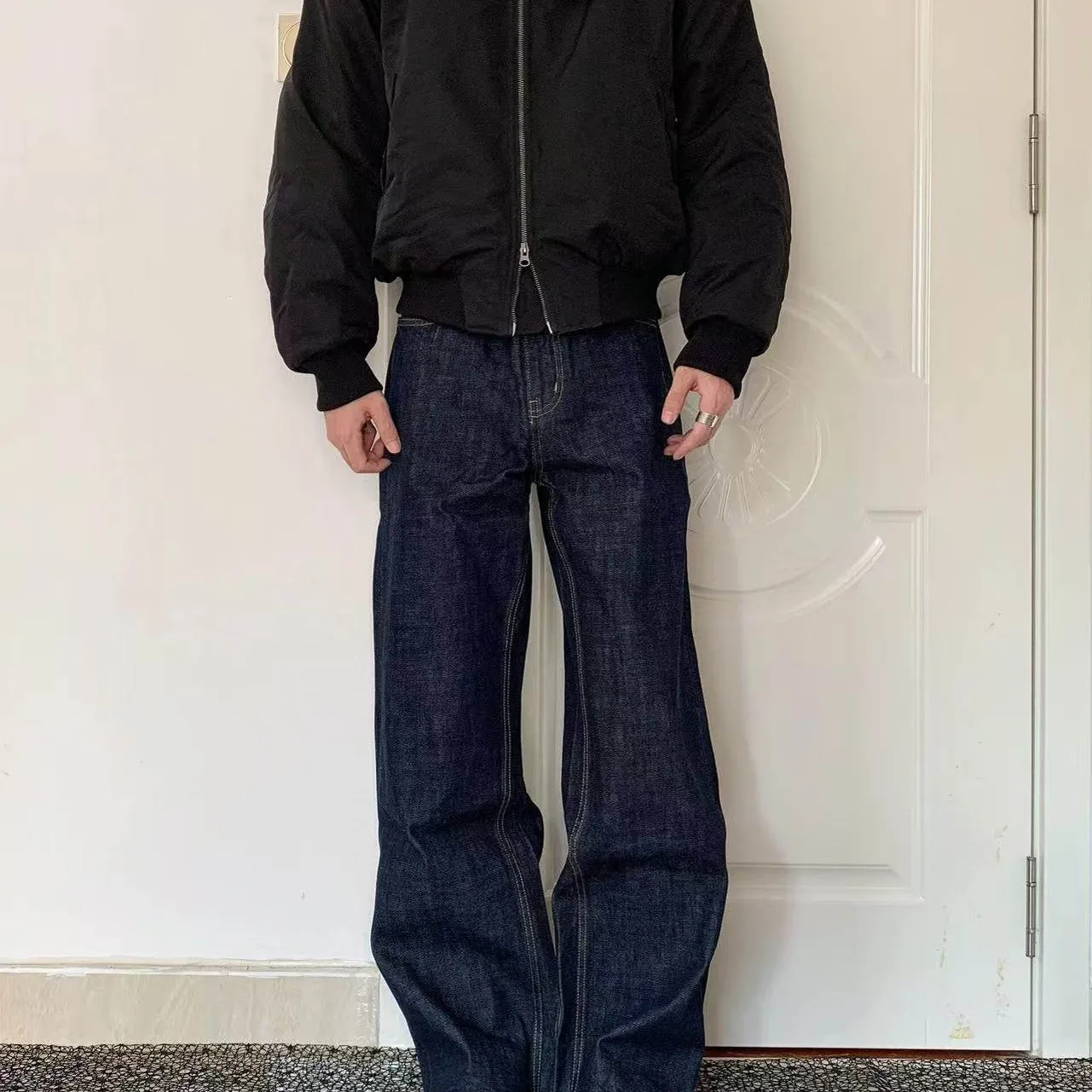 Old Money Wind Dark Blue Original Cow Cleanfit Jeans Straight Men's 2026 Spring New Comfortable and Thin Trousers