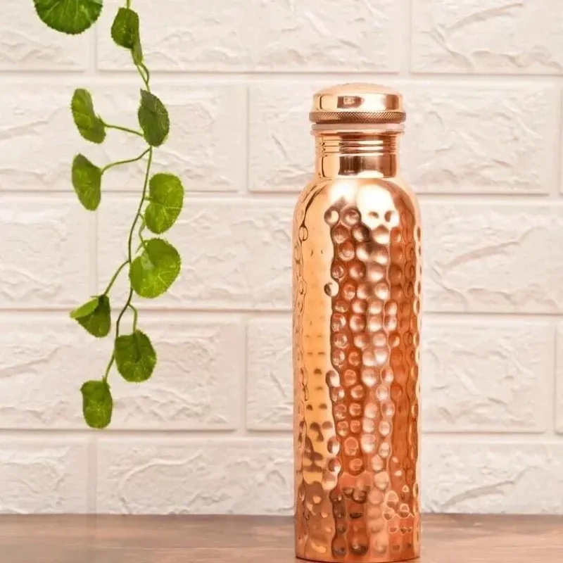 Hand Hammered Copper Water Pitcher Hand Engraved Yoga Drinking Jug Large Capacity Home Water Storage Vessel
