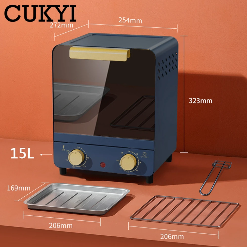 CUKYI 15L forno elettrico verticale Mini Pizza torta biscotti Maker tostapane 60 min temporizzazione strumento di cottura macchina per la colazione 220V
