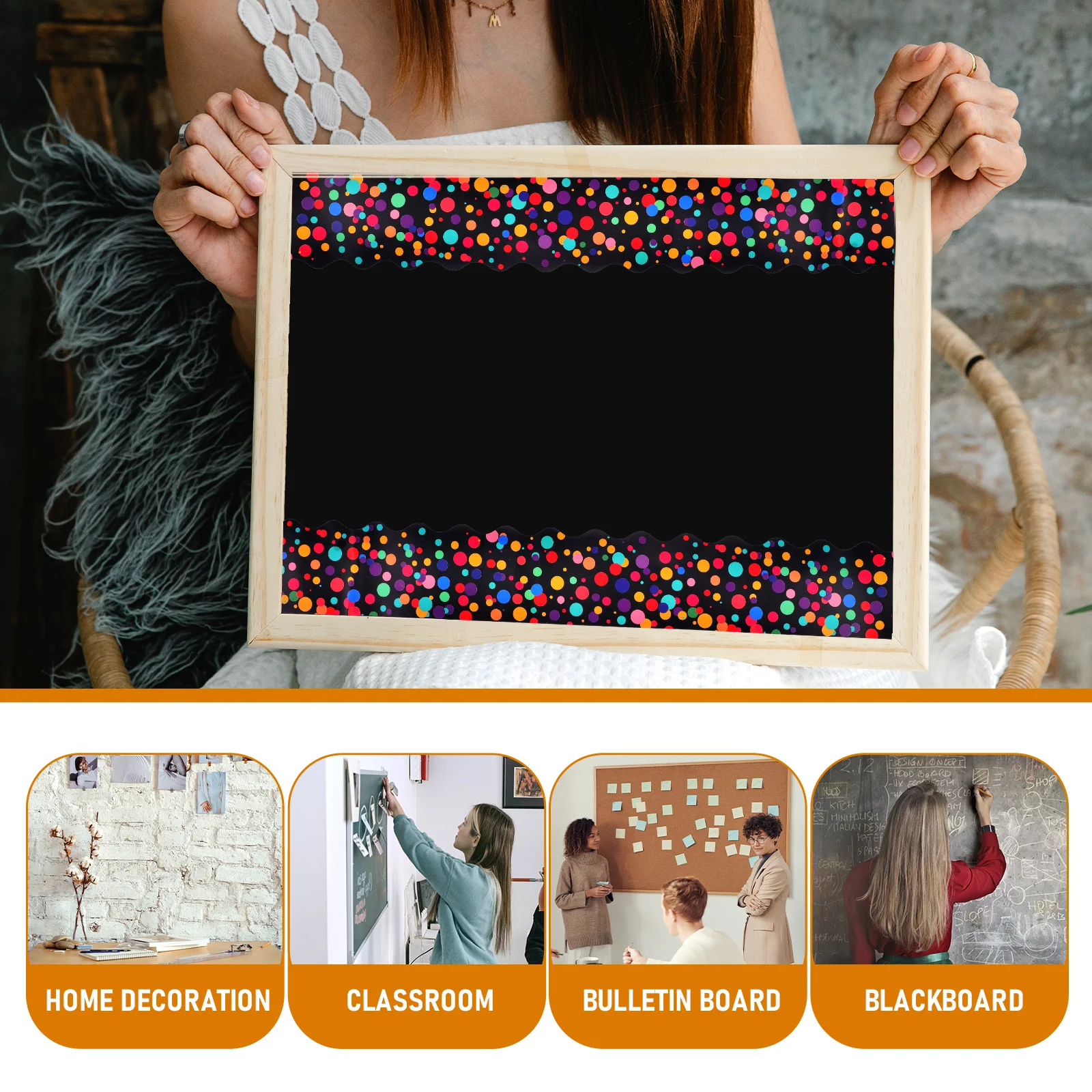 

Bulletin Board Decor Decorative Border Sticker Delicate Decorations Decals for Blackboard